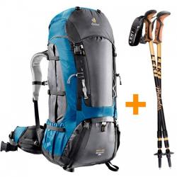 Рюкзак Deuter+палки Aircontact 60+10 SL + LEKI цвет 4120 anthracite-steel Картинка Рюкзак Deuter+палки Aircontact 60+10 SL + LEKI цвет 4120 anthracite-steel