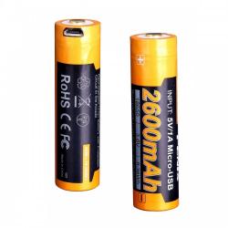 Аккумулятор 18650 Fenix 2600 mAh (ARB-L18-2600U) micro usb зарядка Картинка Аккумулятор 18650 Fenix 2600 mAh (ARB-L18-2600U) micro usb зарядка
