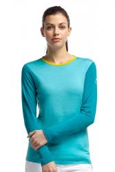 Футболка с длинным рукавом Icebreaker BF 200 Oasis LS Crewe WMN glacier/cruise/chartreuse L Картинка Футболка с длинным рукавом Icebreaker BF 200 Oasis LS Crewe WMN glacier/cruise/chartreuse L