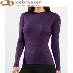 Футболка с длинным рукавом Icebreaker BF 200 Oasis LS Crewe WMN Stripe lotus overdye L Картинка Футболка с длинным рукавом Icebreaker BF 200 Oasis LS Crewe WMN Stripe lotus overdye L