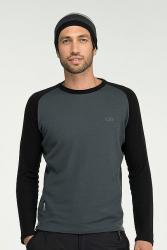 Футболка с длинным рукавом Icebreaker BF 260 LS Crewe MEN charcoal/black L Картинка Футболка с длинным рукавом Icebreaker BF 260 LS Crewe MEN charcoal/black L