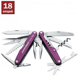 Картинка Мультитул Leatherman Juice XE6 Thunder Purple кожанный чехол, подарочная коробка