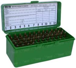Коробка пластмассовая MTM RM-60 на 60 патронов кал. 222-250 Rem; 243 Win; 7,62x39 и 308 Win. Цвет – зеленый. Картинка Коробка пластмассовая MTM RM-60 на 60 патронов кал. 222-250 Rem; 243 Win; 7,62x39 и 308 Win. Цвет – зеленый.