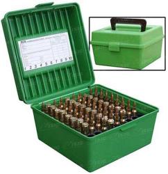Коробка пластмассовая MTM R-100 на 100 патронов кал. 22-250 Rem; 243 Win; 6 mm BR Norma; 6,5x55; 6,5x284 Norma; 7,62x39; 30-30 Win; 308 Win; 30-06; 8x57 JRS; 9,3x74 R. Цвет – зеленый. Картинка Коробка пластмассовая MTM R-100 на 100 патронов кал. 22-250 Rem; 243 Win; 6 mm BR Norma; 6,5x55; 6,5x284 Norma; 7,62x39; 30-30 Win; 308 Win; 30-06; 8x57 JRS; 9,3x74 R. Цвет – зеленый.