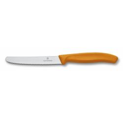 Нож кухонный Victorinox SwissClassic для томатів, 11 см, волн.лезо, помаранчевий Картинка Нож кухонный Victorinox SwissClassic для томатів, 11 см, волн.лезо, помаранчевий