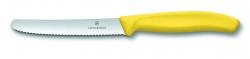 Ніж кухонний Victorinox SwissClassic для томатів, 11 см, волн.лезо,жовтий Картинка Ніж кухонний Victorinox SwissClassic для томатів, 11 см, волн.лезо,жовтий