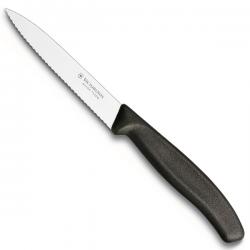 Нож кухонный Victorinox SwissClassic,10см,хвилясте лезо,чорний Картинка Нож кухонный Victorinox SwissClassic,10см,хвилясте лезо,чорний