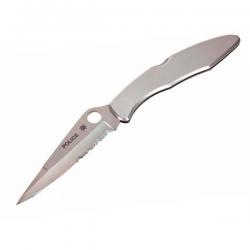 Картинка Нож Spyderco Police, стальная рукоятка, полусеррейтор