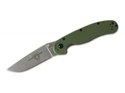 Нож Ontario RAT II Folder - Stonewash клинок, пряма РК, зелена рукоять, 7,6 см клин. Картинка Нож Ontario RAT II Folder - Stonewash клинок, пряма РК, зелена рукоять, 7,6 см клин.