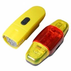 Велофара + задний фонарь для велосипеда KK890 ( 8LED/5LED, 3хAAA), желтый Картинка Велофара + задний фонарь для велосипеда KK890 ( 8LED/5LED, 3хAAA), желтый