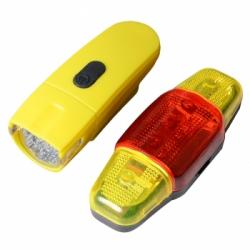 Велофара + задний фонарь для велосипеда KK890 ( 8LED/5LED, 3хAAA), желтый (71-1013-6)