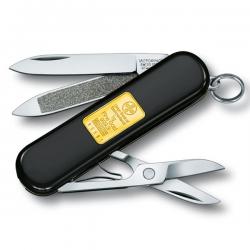 Нож Victorinox Classic SD черный с золотой пластинкой Картинка Нож Victorinox Classic SD черный с золотой пластинкой