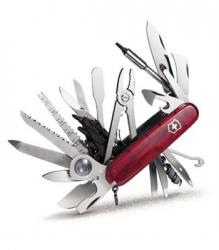 Нож Victorinox Swiss Champ XLT прозрач.красный Картинка Нож Victorinox Swiss Champ XLT прозрач.красный