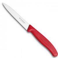 Нож кухонный Victorinox SwissClassic,10см, з хвилястим лезом, червоний