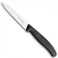 Нож кухонный Victorinox SwissClassic,10см,хвилясте лезо,чорний